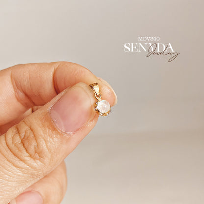 Senyda 10K Solid Gold Round - Shaped Brilliant Cut Moonstone Pendant