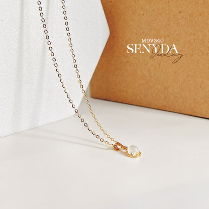 Senyda 10K Solid Gold Round - Shaped Brilliant Cut Moonstone Pendant