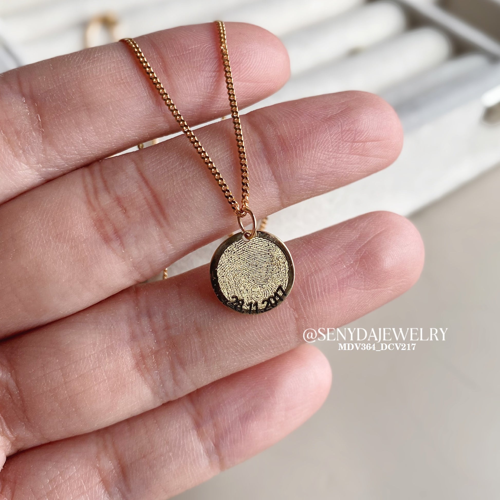 Personalized Engraved Disc Necklace - Actual Photo