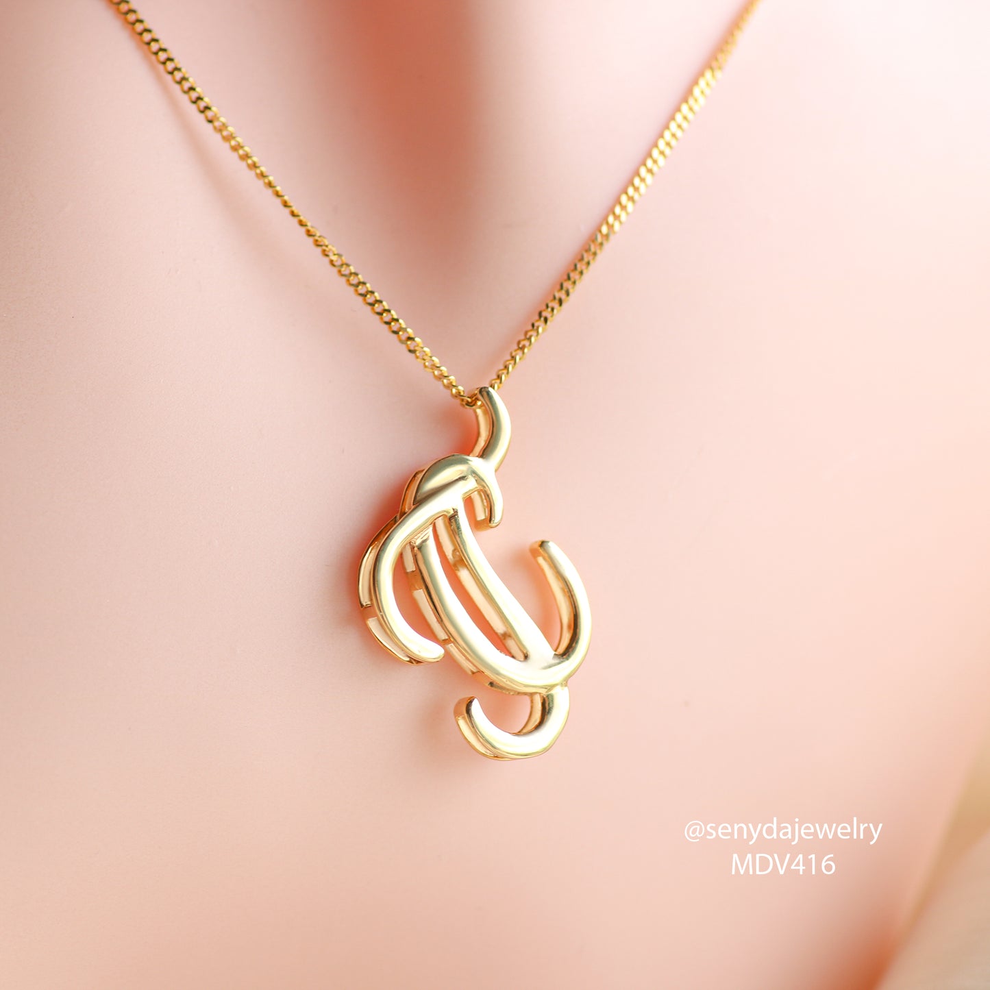 Custom Two Interlocking Letter Necklace