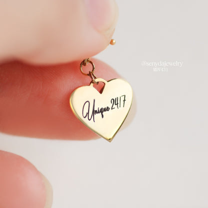 Personalized Engraved Heart Necklace 12x10mm