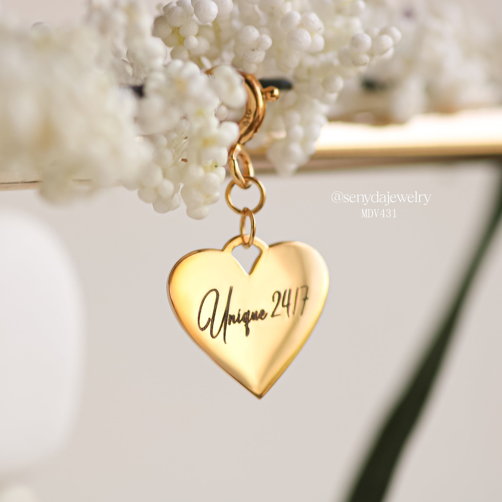 Personalized Engraved Heart Necklace 12x10mm