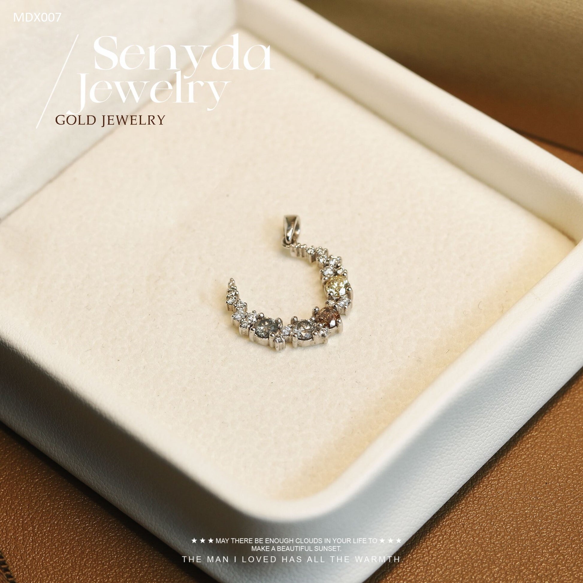 Senyda Crescent Moon Colorful Diamonds Pendant