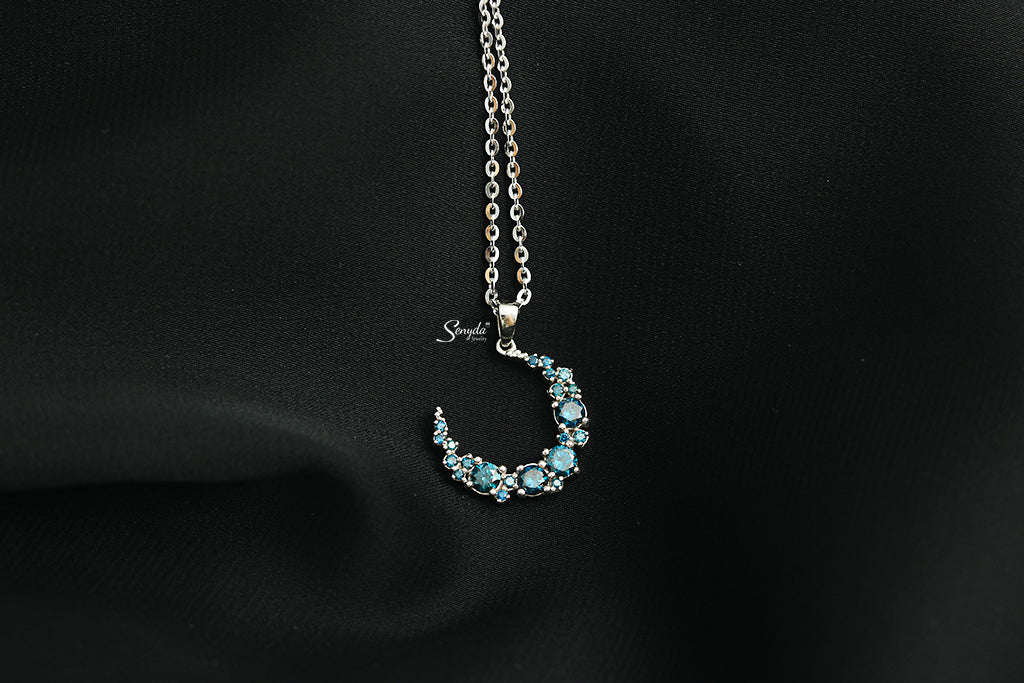 Senyda Crescent Moon Colorful Diamonds Pendant