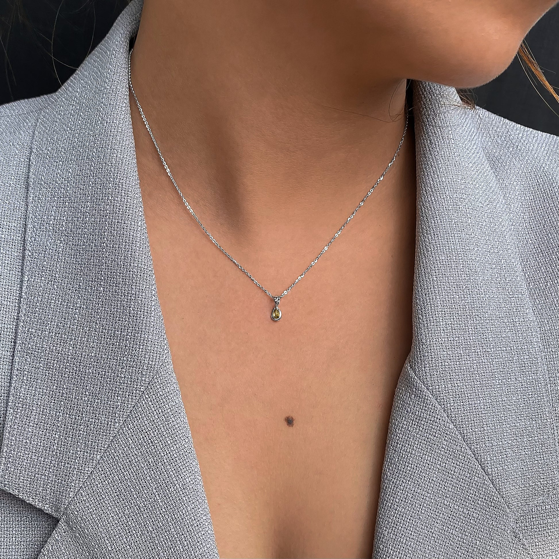 Senyda Bezel Setting Fancy Pear Diamond Solitaire Pendant