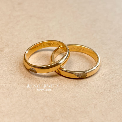 Heart Patterned Fingerprint Wedding Rings