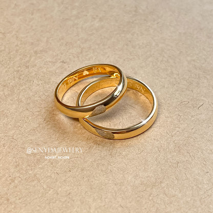 Heart Patterned Fingerprint Wedding Rings