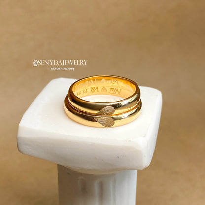 Heart Patterned Fingerprint Wedding Rings