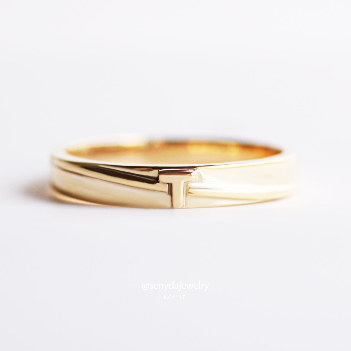 Personalized Engraved Embossed Initials Wedding Rings In Yellow Gold