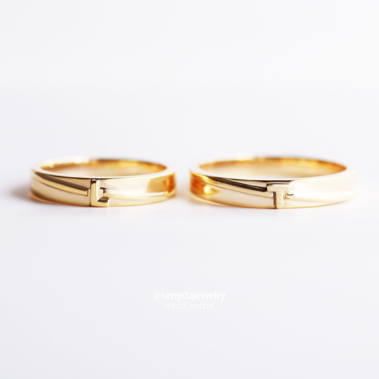 Personalized Engraved Embossed Initials Wedding Rings In Yellow Gold