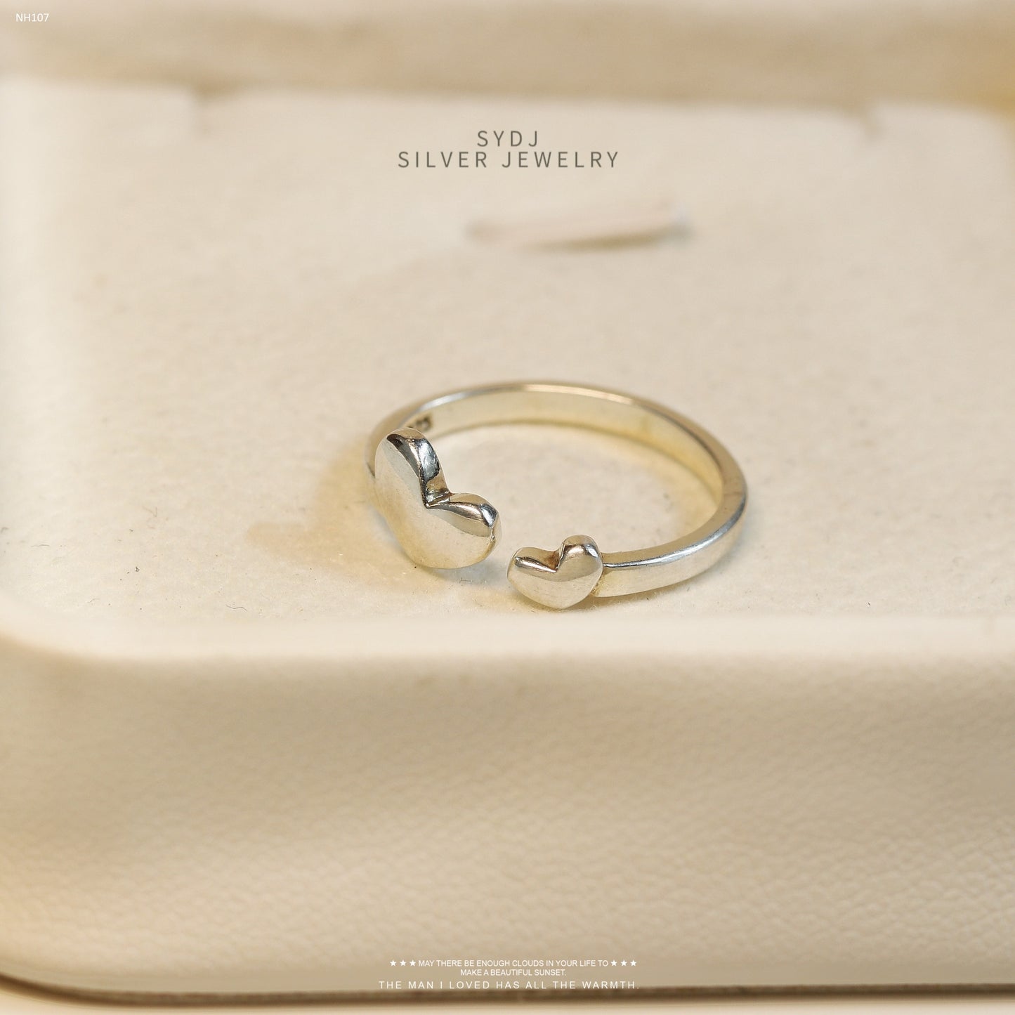 Sterling Silver 925 Double Heart Ring