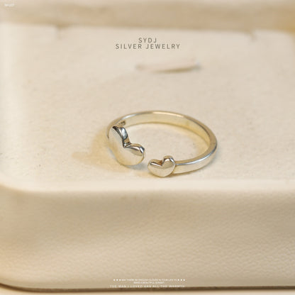 Sterling Silver 925 Double Heart Ring