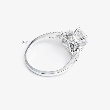 Sterling Silver 925 Round Halo Ring