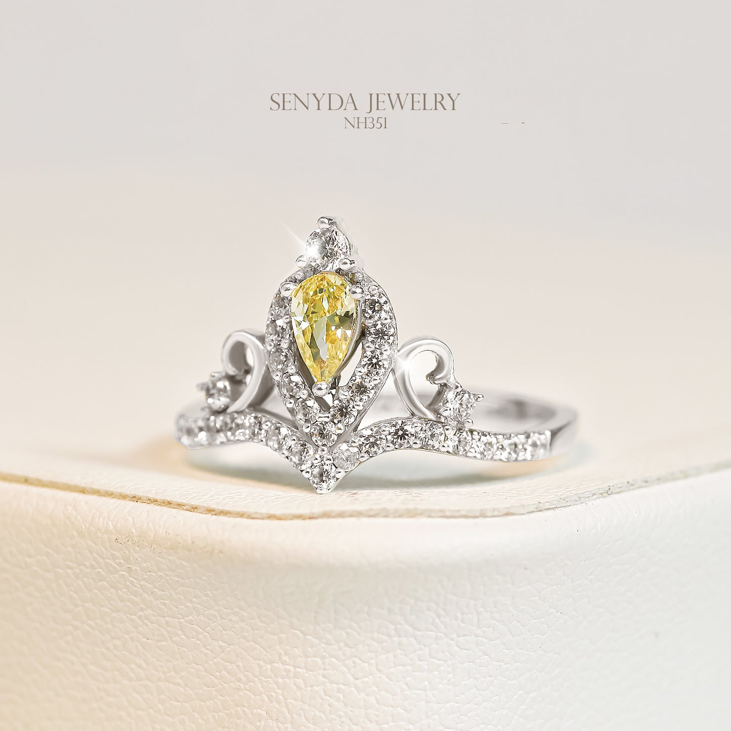 Sterling Silver 925 Yellow Crown Ring