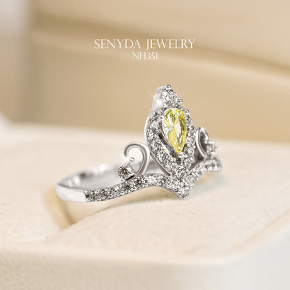 Sterling Silver 925 Yellow Crown Ring