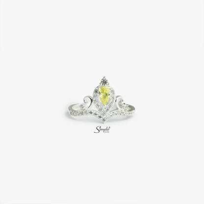 Sterling Silver 925 Yellow Crown Ring