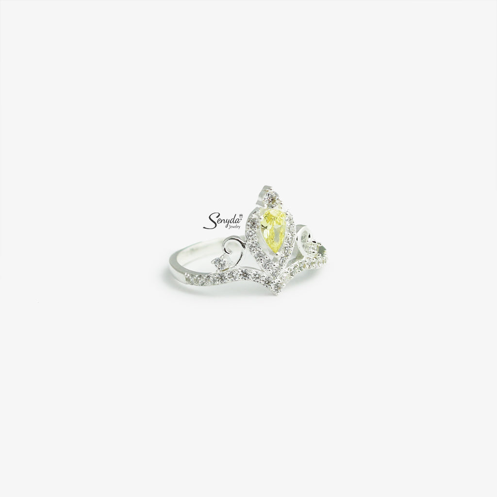 Sterling Silver 925 Yellow Crown Ring
