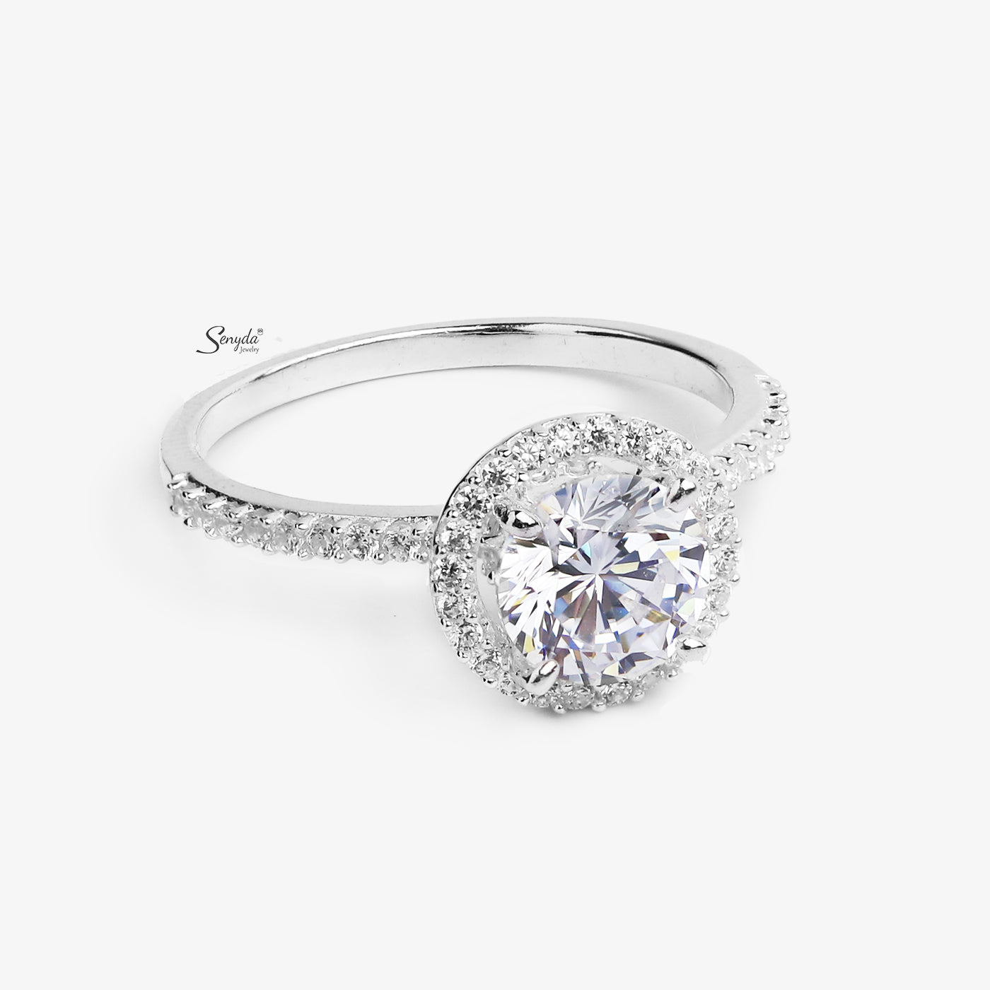 Sterling Silver 925 Halo Engagement Ring