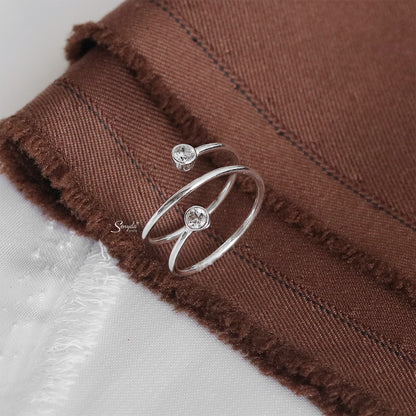 Sterling Silver 925 Double Hoop Wrap Ring