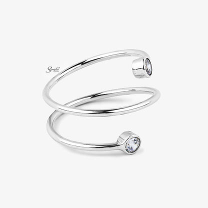 Sterling Silver 925 Double Hoop Wrap Ring