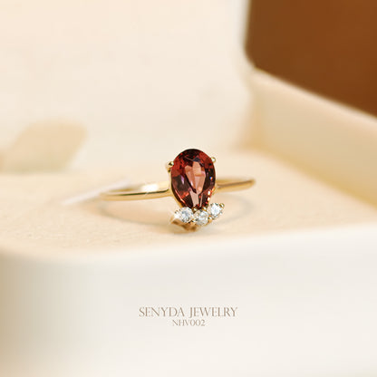 Senyda 10K Solid Gold Pear - Shaped Brilliant Cut Natural Spinel Ring