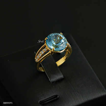 Senyda 10K Solid Gold Round - Shaped Brilliant Cut Natural Topaz Ring