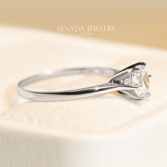 10K Solid Gold Classic 6-Prong Solitaire Ring