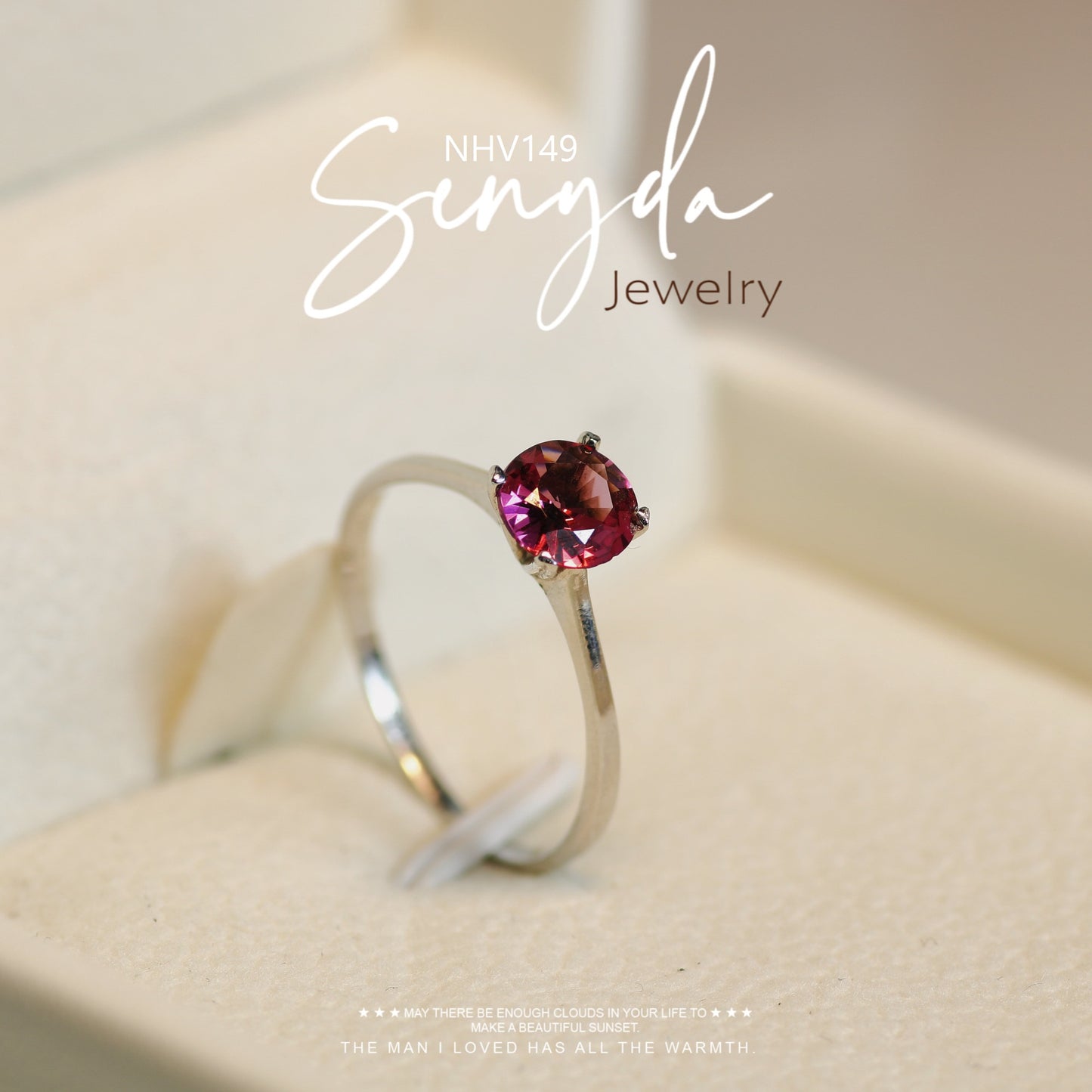 Senyda 10K Solid Gold Round - Shaped Brilliant Cut Natural Purple Spinel Ring