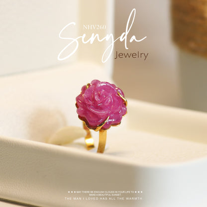 Senyda 10K Solid Gold Special Ring - "THE PEONY" RING