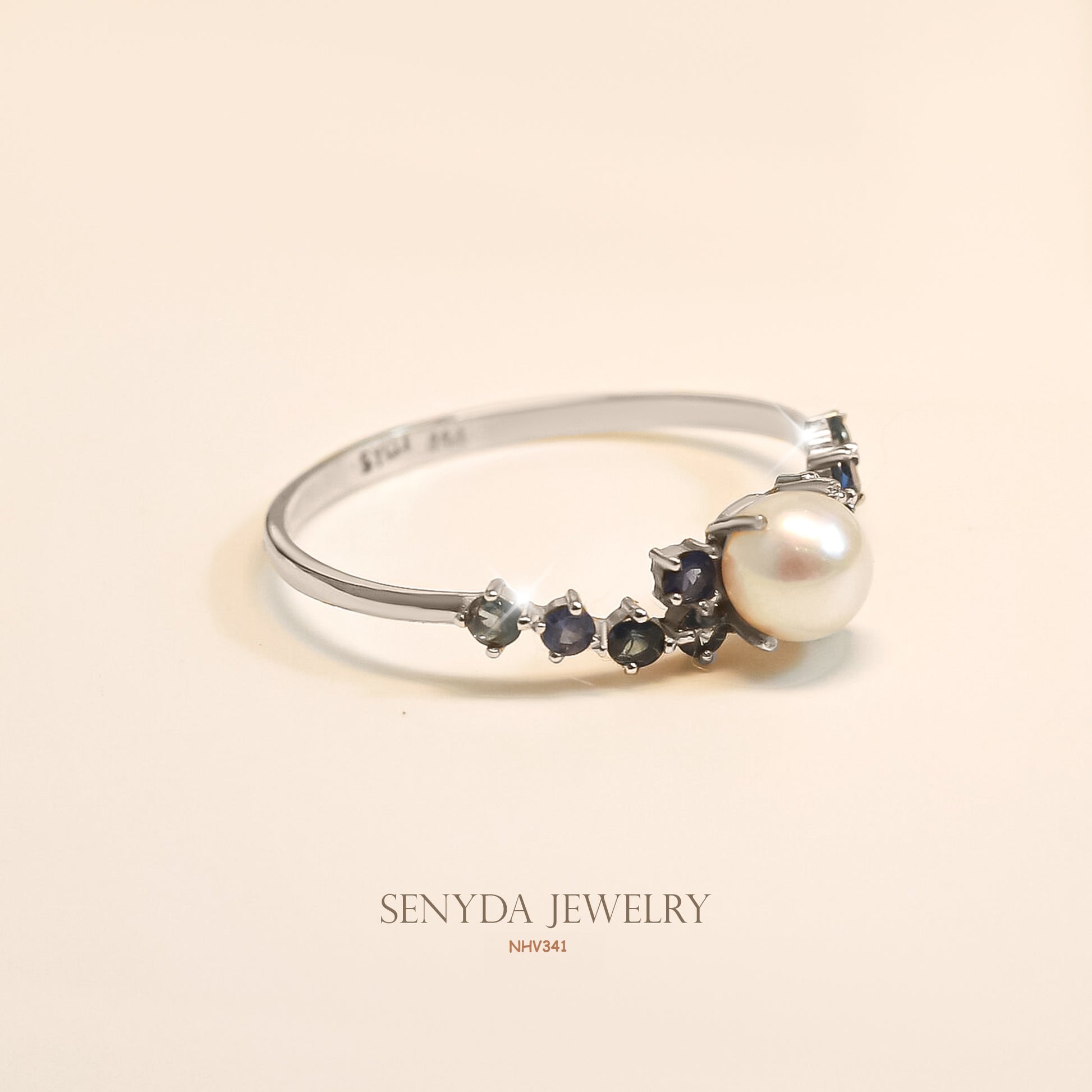 Senyda 10K Solid Gold Natural Pearl And Gemtones Ring