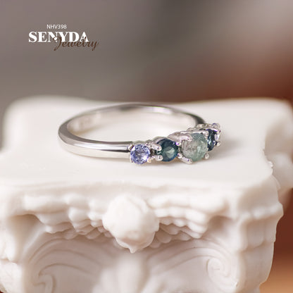 Senyda 14K Solid Gold Natural Gemstones Ring - MARINA RING