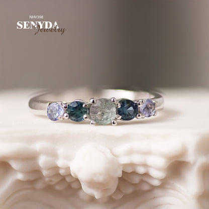 Senyda 14K Solid Gold Natural Gemstones Ring - MARINA RING