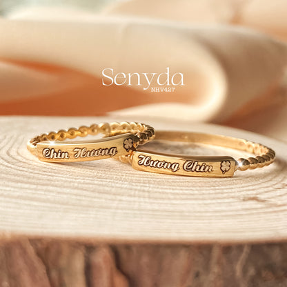 Personalized Beaded Name Bar Ring