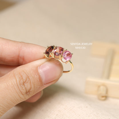 Senyda 14K Solid Gold Natural Pink Spinel Ring