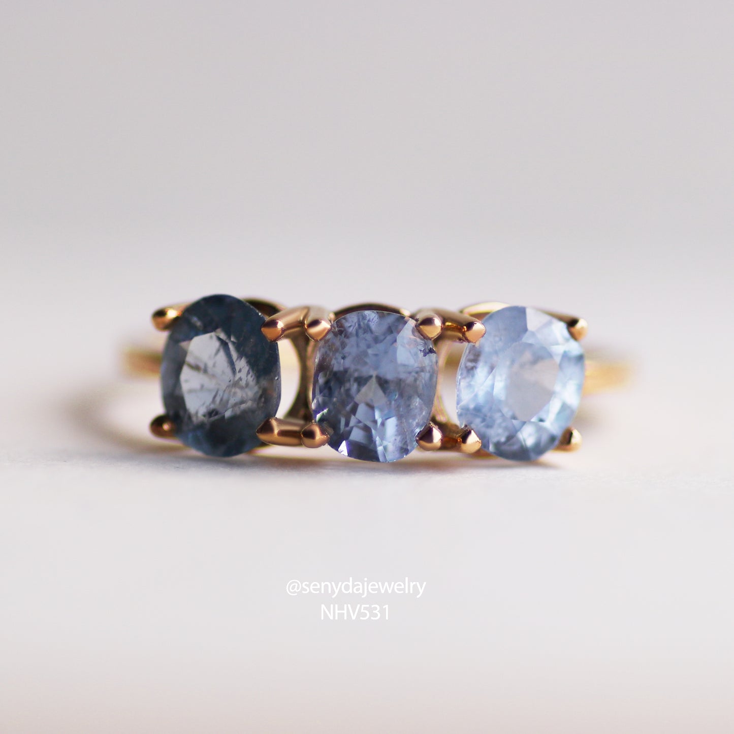 Senyda 14K Solid Gold Natural Blue Spinel Ring