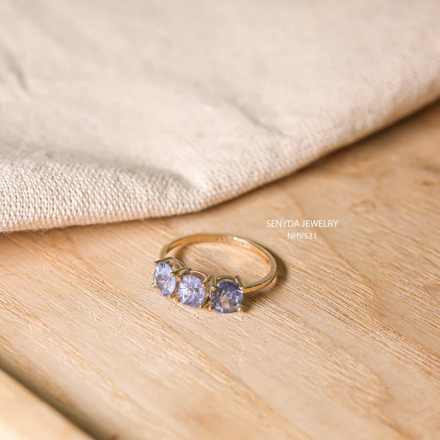 Senyda 14K Solid Gold Natural Blue Spinel Ring