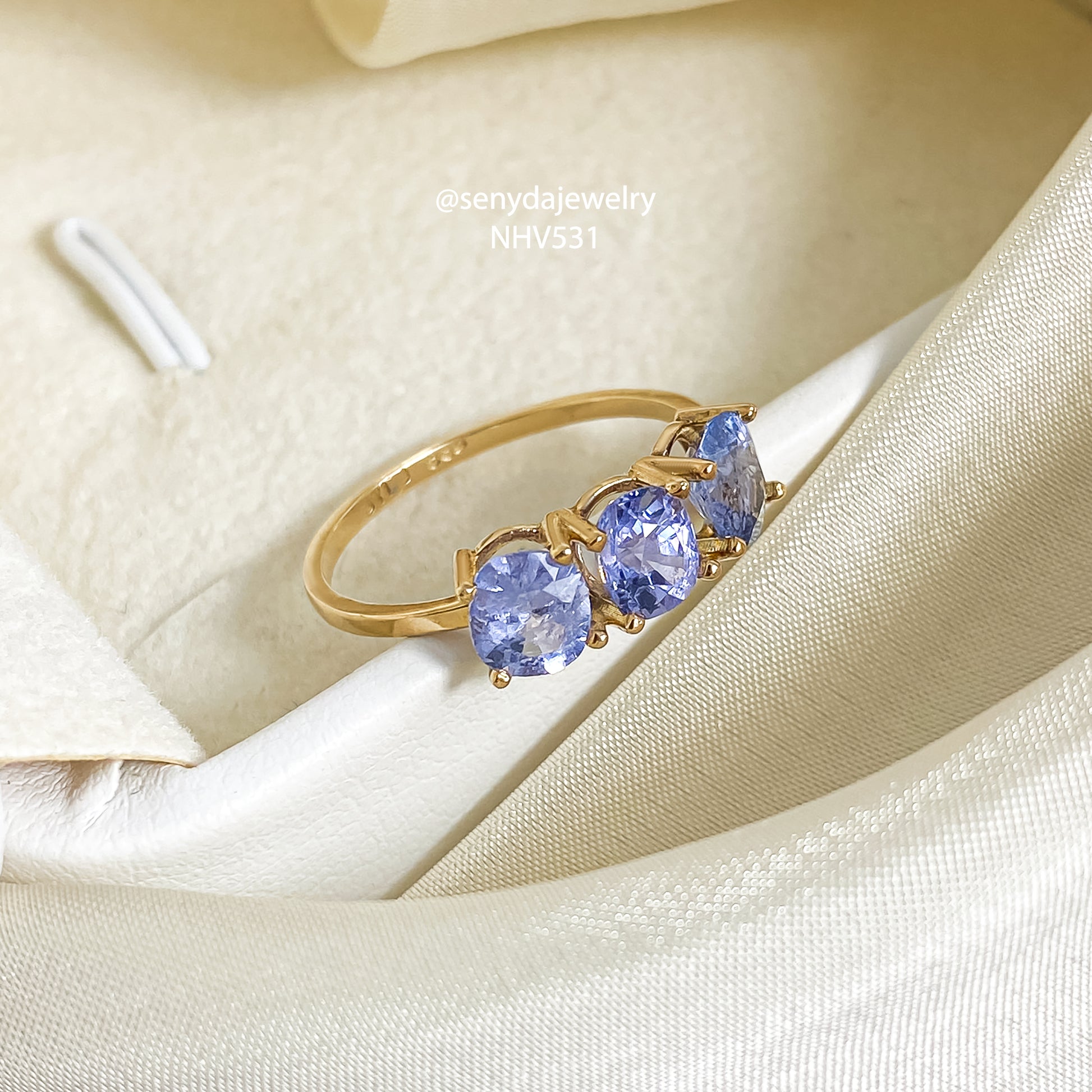 Senyda 14K Solid Gold Natural Blue Spinel Ring