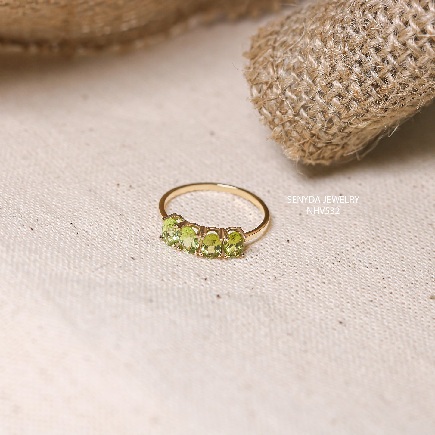 Senyda 14K Solid Gold Natural Green Peridot Ring