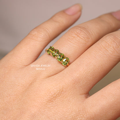 Senyda 14K Solid Gold Natural Green Peridot Ring