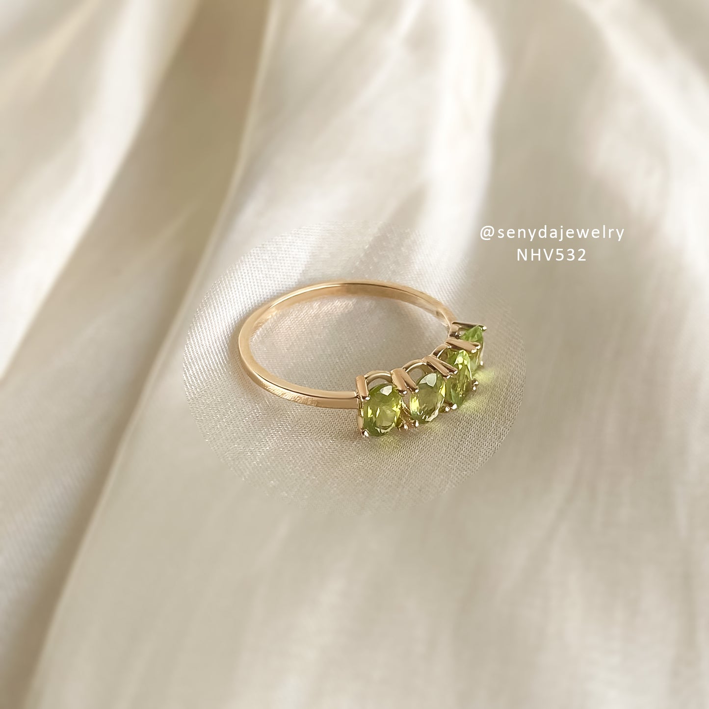 Senyda 14K Solid Gold Natural Green Peridot Ring