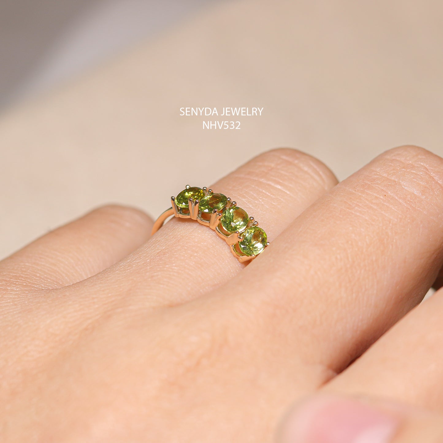 Senyda 14K Solid Gold Natural Green Peridot Ring