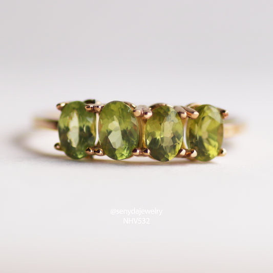 Senyda 14K Solid Gold Natural Green Peridot Ring