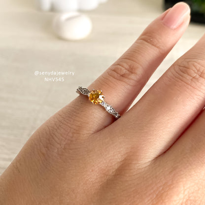 Senyda 10K Solid Gold Citrine Vintage Ring