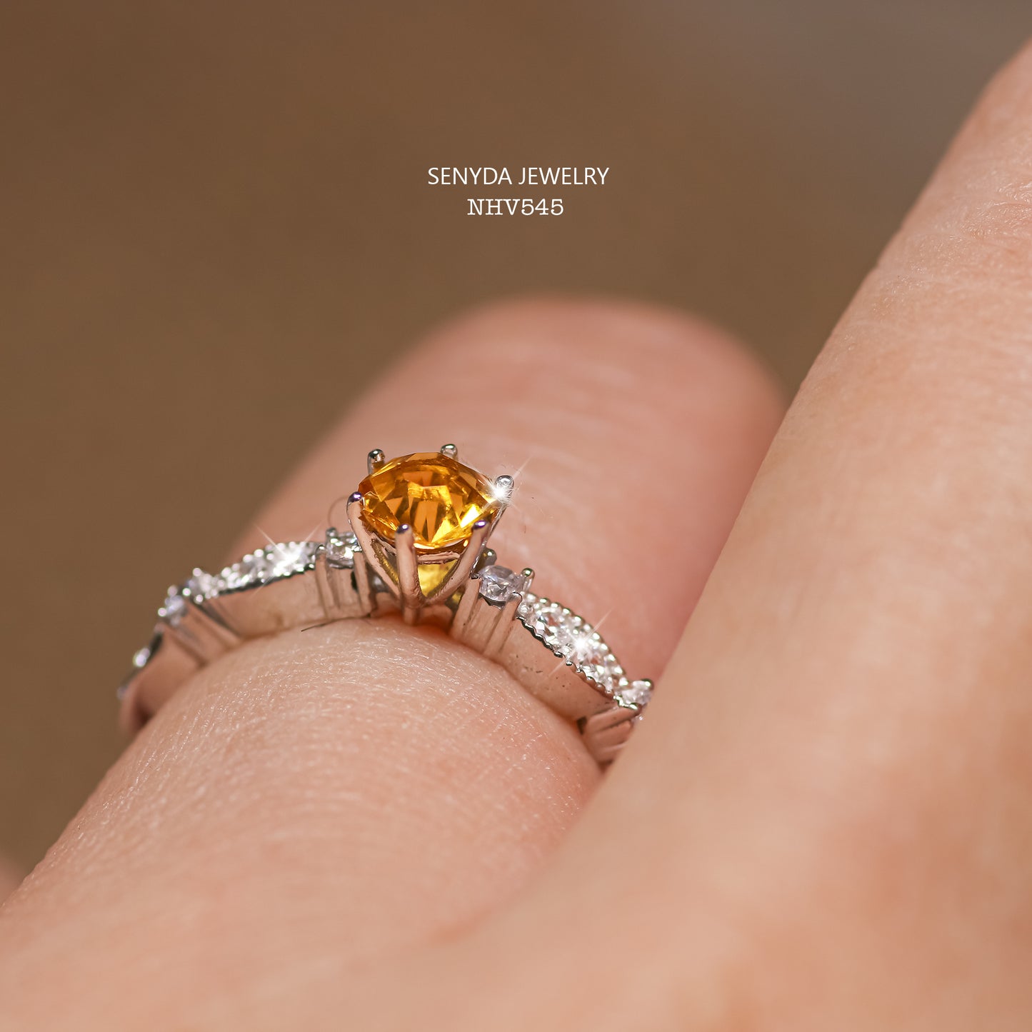 Senyda 10K Solid Gold Citrine Vintage Ring