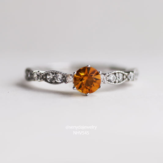 Senyda 10K Solid Gold Citrine Vintage Ring