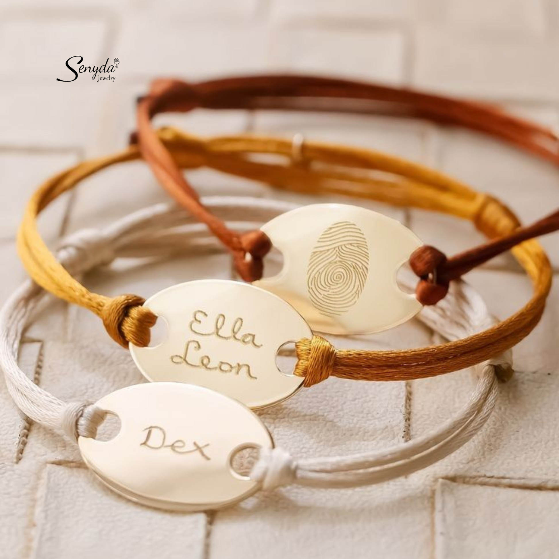 Personalized Engraved Oval Disc Cord Bracelet