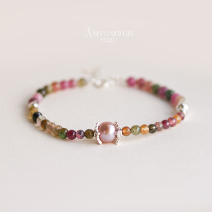 Tourmaline Mix Freshwater Pearls Bracelet