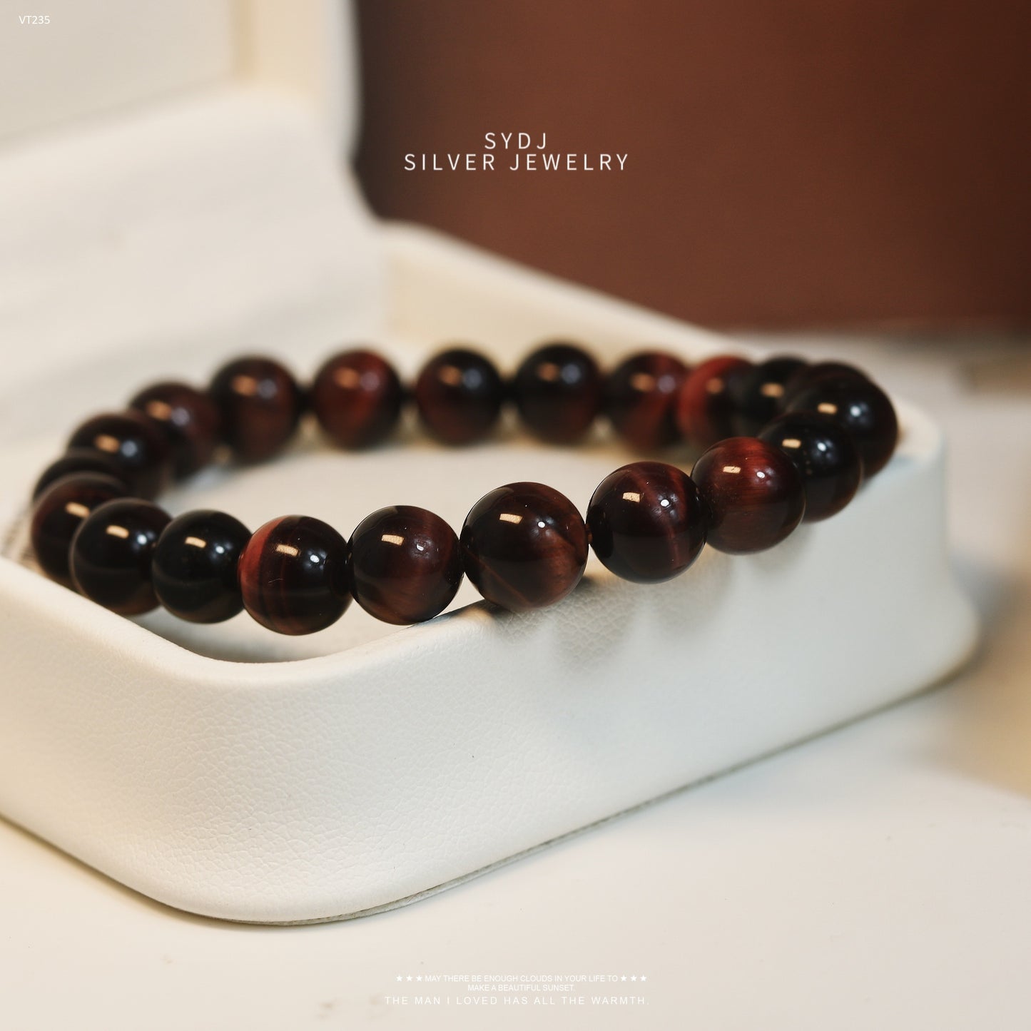 Sterling Silver 925 Natural Red Tiger Eye Bracelet