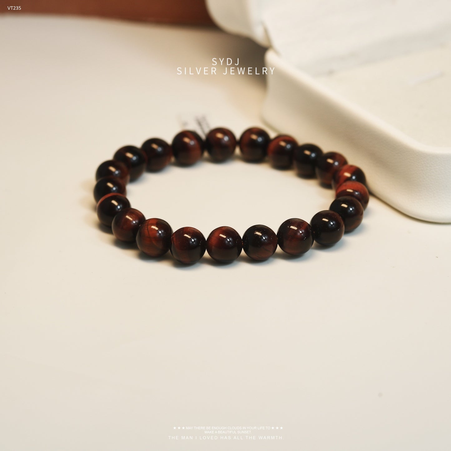 Sterling Silver 925 Natural Red Tiger Eye Bracelet