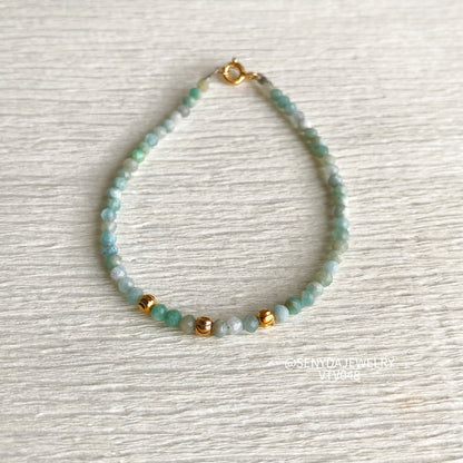 Senyda 10K Gold Natural Amazonite 2,5mmBracelet With Beads